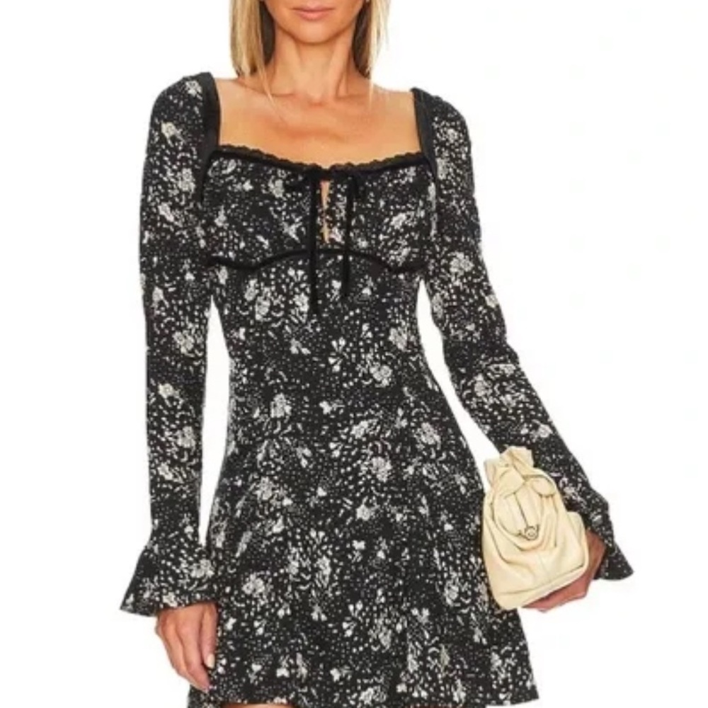 Free People Black and White Floral Mini Dress